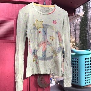 Peace Sign Long Sleeve Kids Shirt - Green